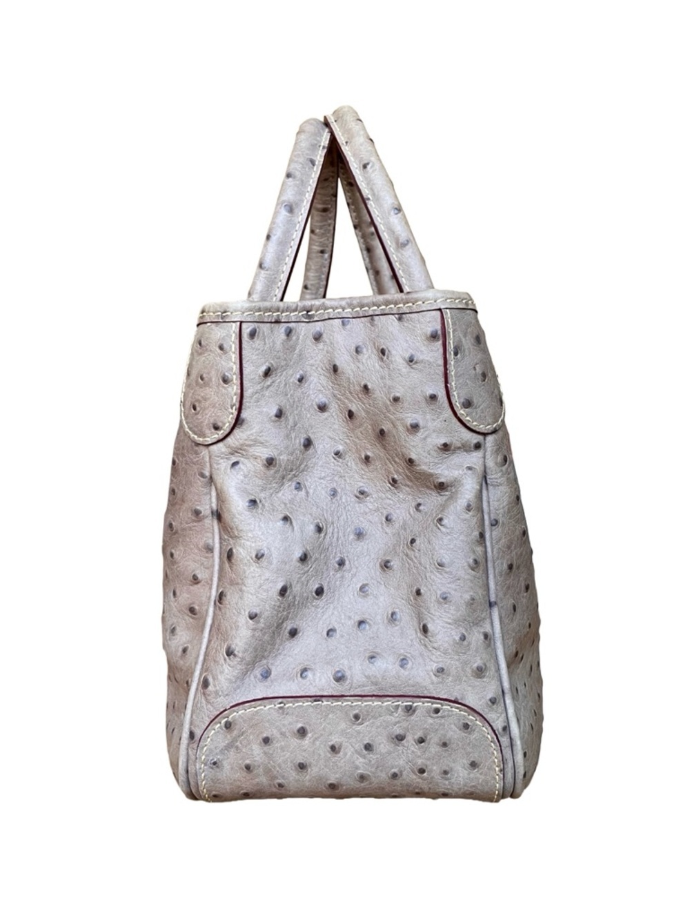 Dooney & Bourke Ostrich Leather Satchel Taupe Chain Strap Bag - Picture 6 of 14